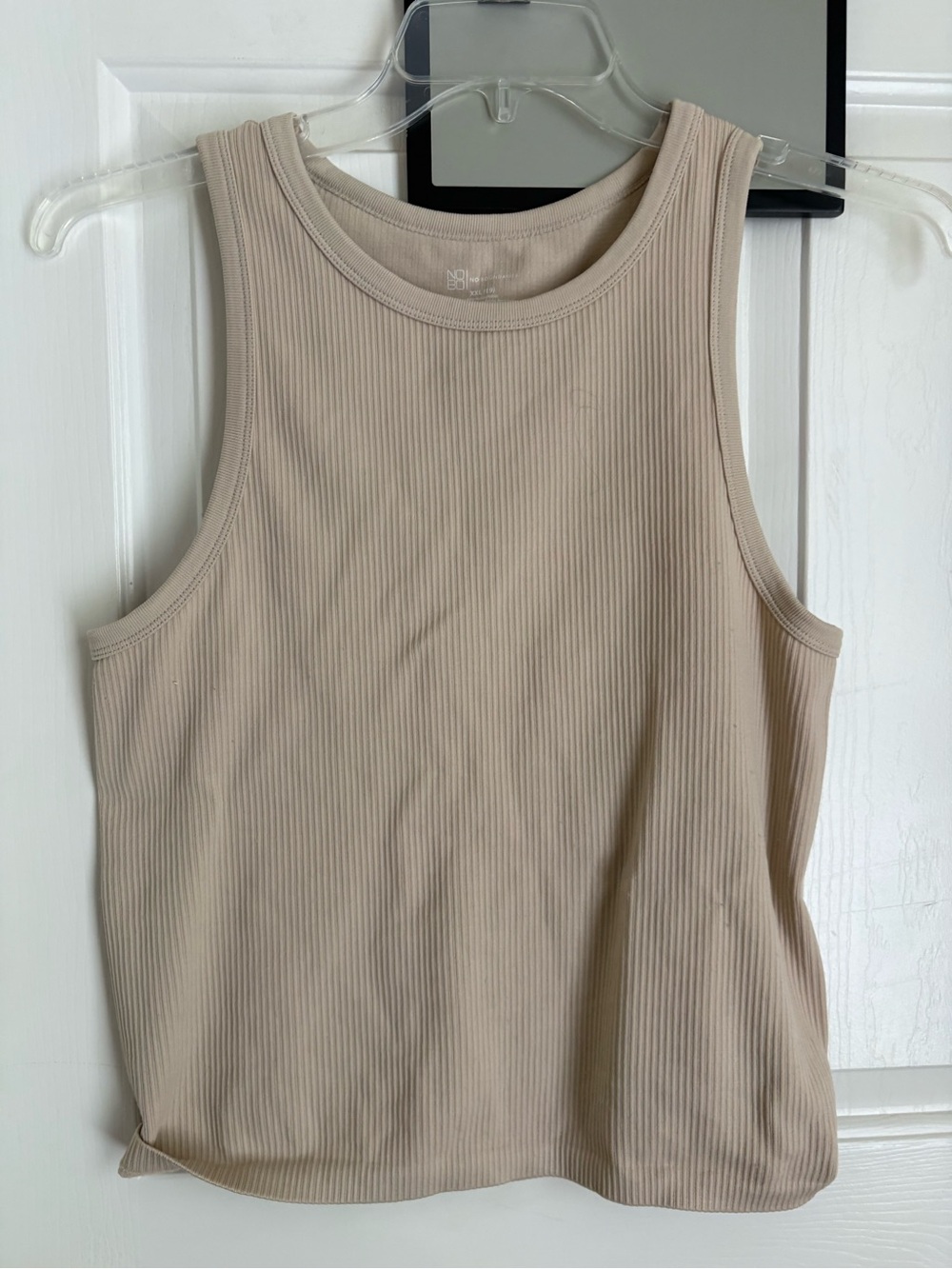 No Boundaries Ribbed Tank Top - cropped Taupe Beige